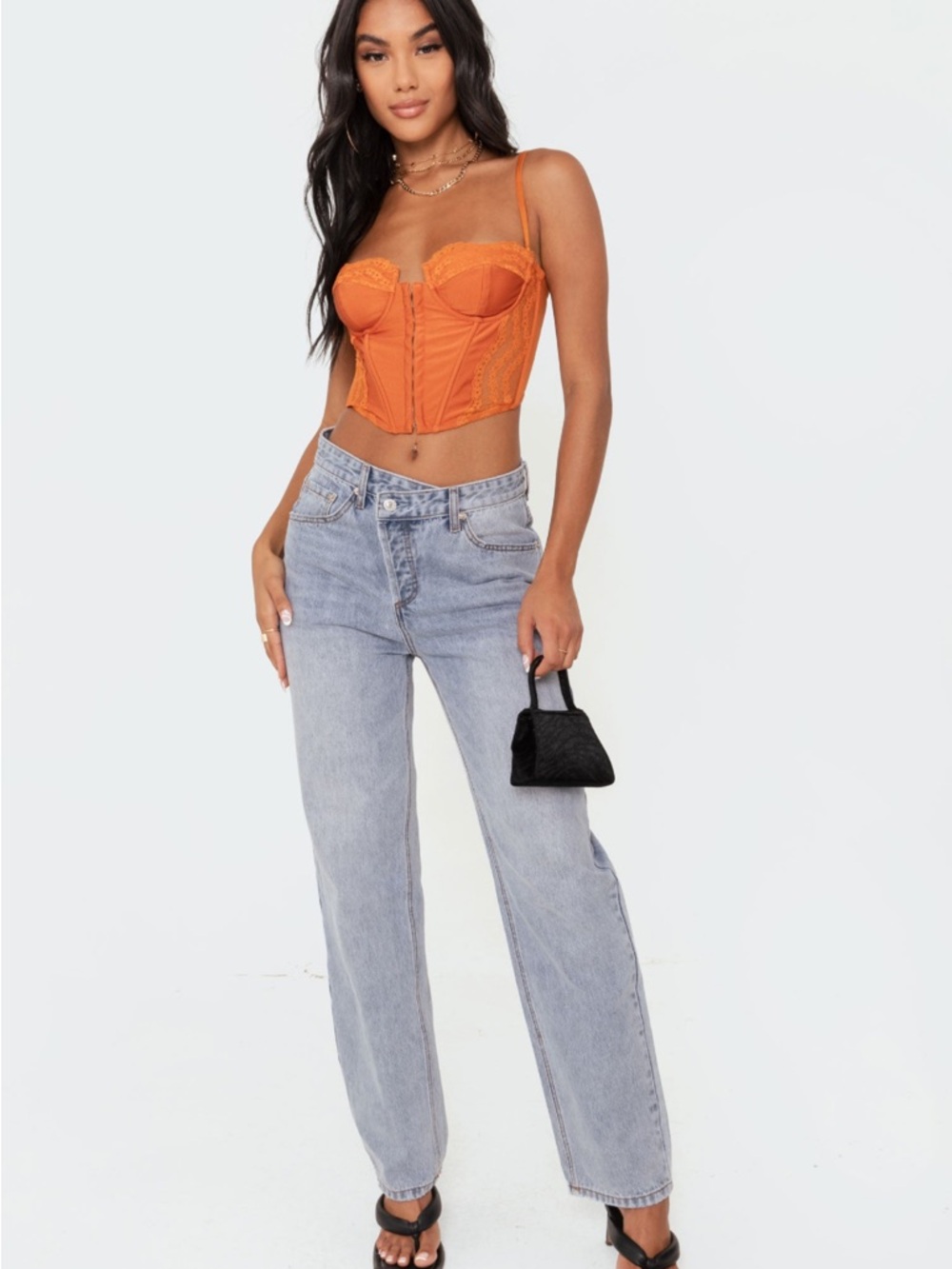 Edikted Boyfriend Jeans with Crossover Waist